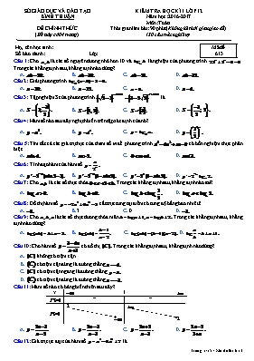 Đề ôn tập thi học kỳ I môn Toán Lớp 12